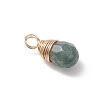 Copper Wire Wrapped Natural Indian Agate Faceted Teardrop Charms PALLOY-JF04948-4