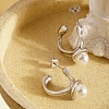 Stainless Steel Imitation Pearl C-shape Stud Earrings for Women DY3923-3-1
