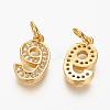 Brass Micro Pave Clear Cubic Zirconia Charms ZIRC-L092-09-G-2