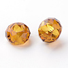 Fascinating No Metal Core Rondelle Gold Charm Glass Large Hole European Beads Fits Bracelets & Necklaces X-GDA007-50-3