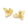 Bowknot & Heart Brass Stud Dangle Earrings for Women EJEW-G387-01G-2