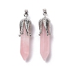 Natural Rose Quartz Big Pointed Pendants G-E059-03AS-08-2