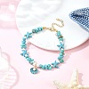 Zinc Alloy Enamel Shell Shape Charm Round Shell Pearl & Dyed Synthetic Turquoise Starfish & Magnesite Chip Beaded Anklets AJEW-AN00735-02-1