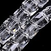 Faceted Cube Shaped Crystal Glass Beads Strands X-GLAA-F008-F01-1