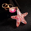 Diamond-Studded Starfish Shell Car Zinc Alloy Keychain Acrylic Cute Men and Women Bag Pendant Metal Keychain Ring Gift PW-WG2593B-03-1