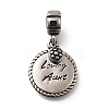 304 Stainless Steel Flat Round Loving Aunt European Dangle Charms STAS-L284-04AS-1
