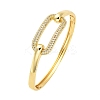 Brass Micro Pave Clear Cubic Zirconia Hollow Rectangle Hinged Bangles for Woman BJEW-M312-03C-G-1