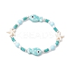 Synthetic Turquoise & Porcelain & Dyed Natural Howlite Beads Stretch Bracelets for Women BJEW-JB11793-02-2