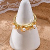 Flower Brass Open Cuff Rings for Women LS-RJEW-G341-01G-2
