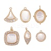 6Pcs 6 Styles Brass Micro Pave Clear Cubic Zirconia Pendants KK-AR0004-24-1