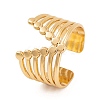 PVD Vacuum Plating 304 Stainless Steel Letter V Open Cuff Ring RJEW-G316-12G-1