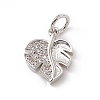 Brass Micro Pave Clear Cubic Zirconia Leaf Charms ZIRC-F132-48P-1