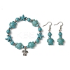 Starfish & Tortoise Synthetic Turquoise Beaded Stretch Bracelets & Dangle Earrings Kits SJEW-JS01311-02-2