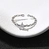 925 Sterling Silver Pave Cubic Zirconia Open Cuff Rings RJEW-R016-01P-01-1