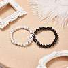 2Pcs 2 Style Natural Black Agate(Dyed) & Howlite Beaded Stretch Bracelets Set BJEW-TA00163-2