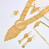 Luxury Alloy Hollow Round & Leaf Bracelets & Earrings & Necklaces & Rings Sets for Women EN7968-1