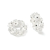 Flower Brass Micro Pave Clear Cubic Zirconia European Beads KK-G557-39S-1