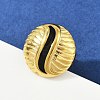 Flat Round 304 Stainless Steel Enamel Finger Rings for Women RJEW-G355-07G-3