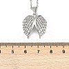 Brass Micro Pave Clear Cubic Zirconia Angel Wings Pendant Necklaces NJEW-Z088-02P-3