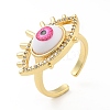 Cubic Zirconia Sun with Evil Eye Open Cuff Ring with Enamel RJEW-B042-08G-4