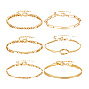 6Pcs 6 Styles Brass Chain Bracelets for Women BJEW-PH0004-50-6