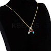 Golden Brass Micro Pave Cubic Zirconia Initial Pendants Necklaces NJEW-S069-JN002-A-2