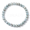 Natural Larimar Round Beads Stretch Bracelets for Women Men BJEW-JB13382-02-2