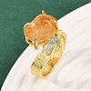 Nuggets Natural Yellow Quartz & Aquamarine Open Cuff Rings RJEW-K286-12G-03-2