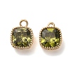 Brass Micro Pave Clear Cubic Zirconia Charms KK-B110-01G-02-1