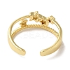 Star Rack Plating Brass Open Cuff Rings for Women RJEW-L123-106G-3