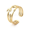304 Stainless Steel Adjustable Open Cuff Rings for Women RJEW-U062-01C-G-4