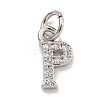 Initial Letter Brass with Cubic Zirconia Charms KK-Q814-26P-P-1