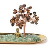 Natural Tiger Eye Money Tree Buddha Sculpture Set Incense Burner & Natural Green Aventurine on Trays for Wealth DJEW-G027-19RG-05-2