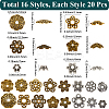 320Pcs 16 Styles Tibetan Style Bead Caps TIBE-SC0002-15-2