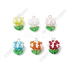 12Pcs 6 Colors Glass Pendants PALLOY-SZ00017-1