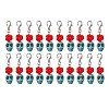 Skull Synthetic Turquoise & Resin Rose Pendant Decorations HJEW-JM03999-1