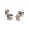 Flat Round 304 Stainless Steel Stud Earrings X-EJEW-O052-08P-1
