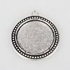 Tibetan Style Alloy Pendant Cabochon Settings X-TIBEP-N003-67AS-1