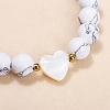 Natural Howlite Heart & Round Beads Stretch Bracelets for Men & Women LS-PW-WG82341-01-2
