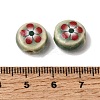 Flat Round Handmade Floral Porcelain Beads PR-CBA03B0-02D-3