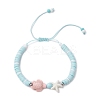 Adjustable Synthetical Turquoise & Porcelain & Natural Howlite Beaded Braided Bead Bracelets for Women BJEW-JB11710-2