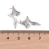 Brass with Cubic Zirconia Rhombus Stud Earring Findings KK-B087-05P-3