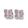 Butterfly Brass Micro Pave Cubic Zirconia European Beads KK-C086-16P-01-1