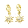 Brass Micro Pave Cubic Zirconia European Dangle Charms KK-D325-13G-1
