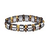 8mm Round Naturla Tiger Eye & Half Round Synthetic Non-magnetic Hematite Beaded Stretch Bracelets for Women Men UP4024-1-1