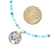Flower Alloy Enamel Pendant Glass Seed Beaded Necklaces for Women NJEW-JN05550-03-3