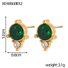 304 Stainless Steel Cubic Zirconia Stud Earrings STAS-OY009-15G-10
