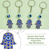 12Pcs Hamsa Hand with Evil Eye Alloy Rhinestones Keychains KEYC-DC0001-25-5