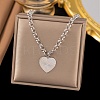 304 Stainless Steel Heart Pendant Rolo Chain Necklaces for Women NJEW-Q028-06P-1