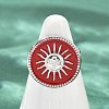 Flat Round with Sun Pattern 304 Stainless Steel Enamel Finger Rings for Women RJEW-G355-05P-02-3